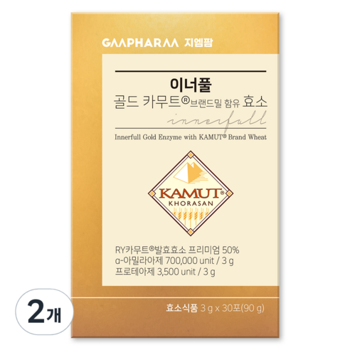 지엠팜 이너풀 골드 카무트 브랜드밀 함유 효소 30p, 90g, 2개