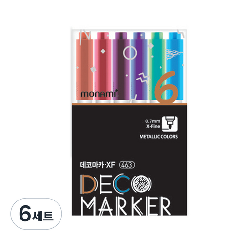 모나미 데코마카 463 가는닙 메탈 세트, 6색, 6세트