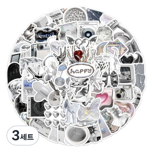 특별한상점 캐리어 노트북 여행 방수 스티커 세트 TT063-66PCS, 실버 데이, 3세트