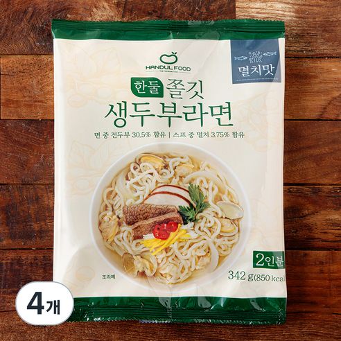 한둘푸드 쫄깃 생두부 라면 멸치맛 2인분, 342g, 4개