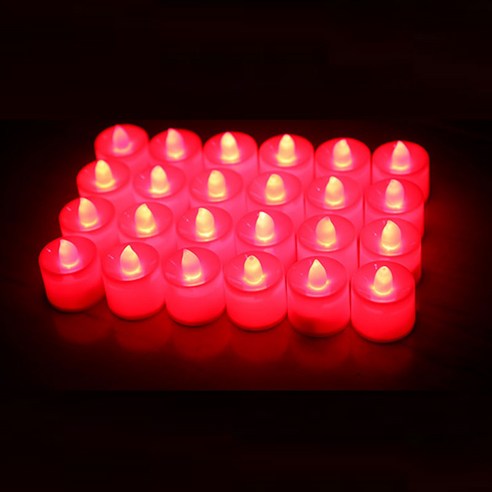 루아르모 꺼지지 않는 LED 티라이트 전자초, 레드, 24개
