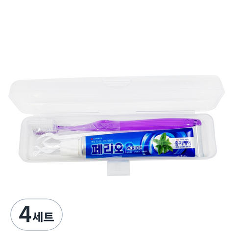 미소덴탈 여행용 칫솔 + 치약 + 일회용 치실 + 케이스 세트 랜덤발송, 4세트