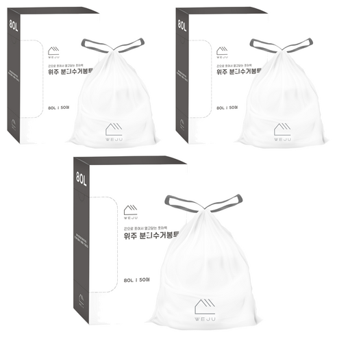 위주 끈으로 쪼이는 쪼이백 분리수거 비닐봉투 50p, 3개, 80L