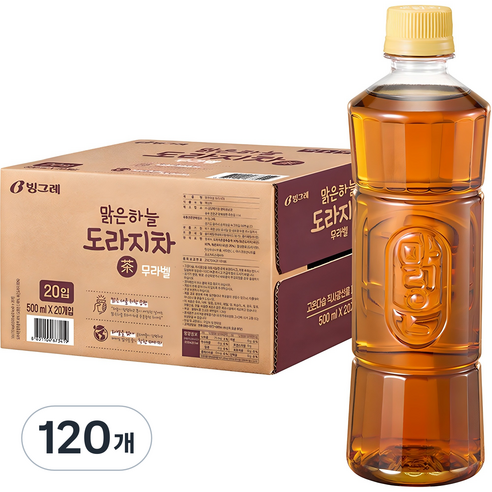 빙그레 맑은하늘 도라지차 무라벨, 500ml, 120개