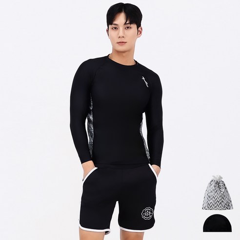 아쿠아티카 남성용 래쉬가드 AQAMAG + 트렁크반바지 + 스판수모 + 비닐백세트
