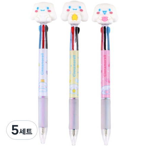 산리오 시나모롤 피규어 3색 볼펜 3종 세트 0.7mm, 혼합색상, 5세트