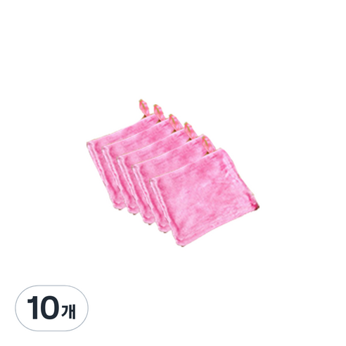 더깔끔 요술행주 대나무 섬유 프리미엄 주방 청소 수세미 핑크, 10개