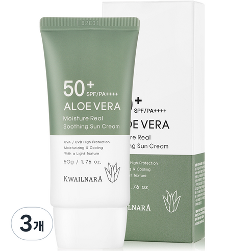 알로에베라 모이스처 선크림 SPF50+ PA++++, 50g, 3개