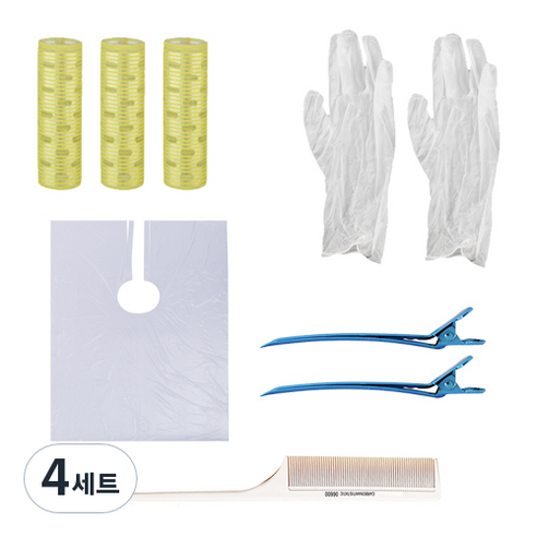 HG-50 셀프파마 시스루뱅 처피뱅 구르프 소 앞머리 파마 세트, 혼합색상, 4세트