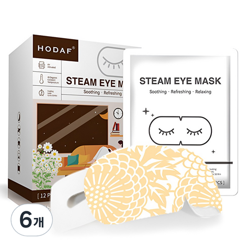 호다프 비슬립 릴렉싱 스팀 아이 마스크 캐모마일향, 12개입, 6개