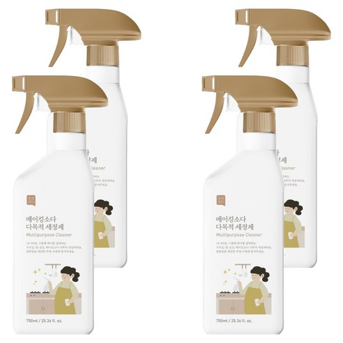 쉼표365 베이킹소다 대용량 다목적 세정제, 750ml, 4개