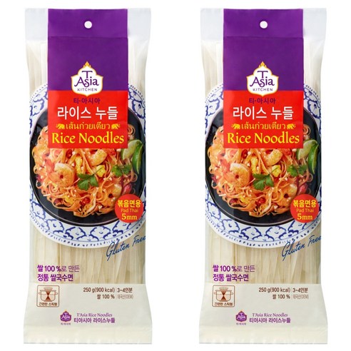 티아시아키친 라이스누들 볶음면용 5mm, 250g, 2개