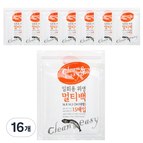 유하우스 일회용 위생 멀티백, 대(L), 15개입, 16개