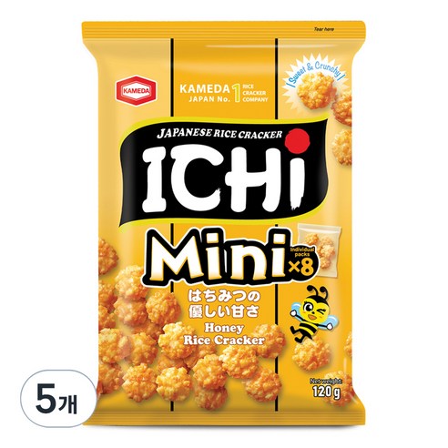 카메다 이치 쌀과자 미니 허니, 120g, 5개