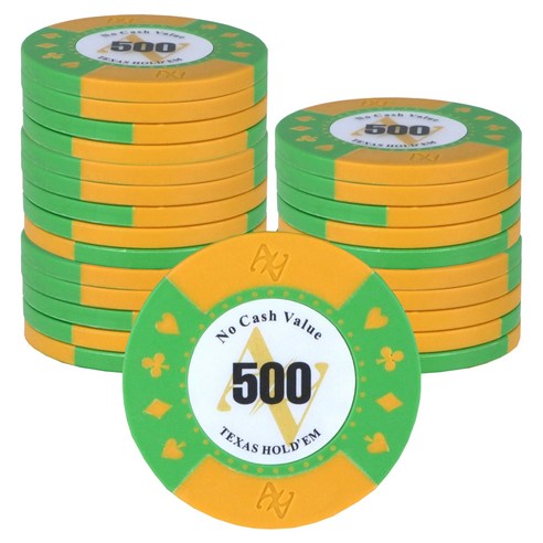 AAHM AA 로고 홀덤칩 500, 옐로우, 25개