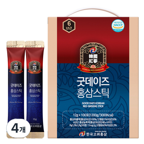 한국고려홍삼 굿데이즈 홍삼스틱, 100포, 4개