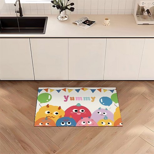 블루코지 캐릭터 규조토 PVC 주방 발매트, 캐릭터 C