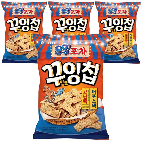 롯데제과 오잉포차 꾸이오잉칩, 4개, 100g