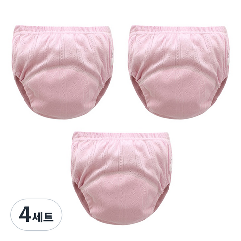 조이멀티 아동용 펀칭 단색파스텔 배변훈련팬티, 진핑크, 4세트