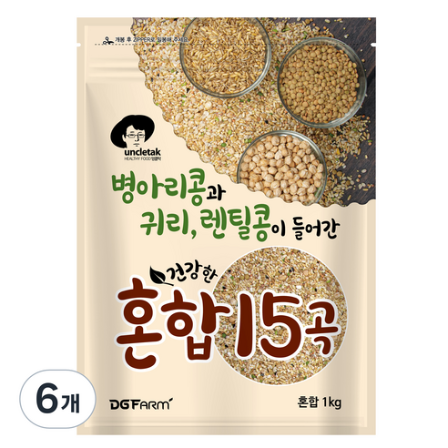 엉클탁 병아리콩과 귀리 렌틸이 들어간 혼합 15곡, 1kg, 6개