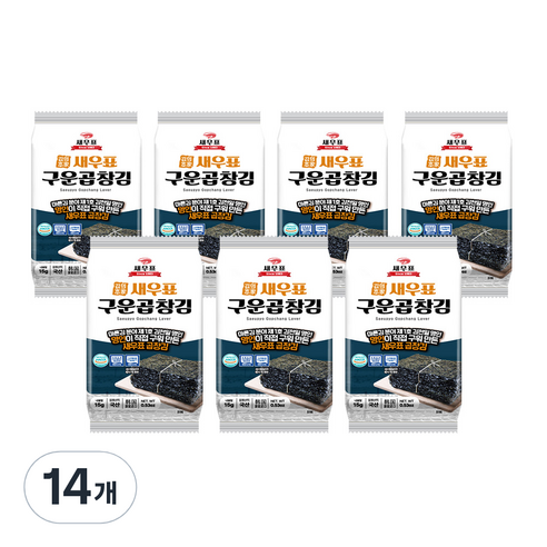 새우표 완도 구운 곱창 도시락김, 15g, 14개