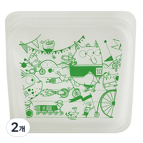 스타셔 샌드위치 지퍼백 클리어 몬스터그린 19 x 18 cm, 2개