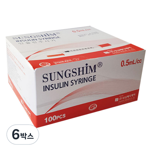 성심메디칼 인슐린 주사기 0.5ml 8mm 30g 100p, 6개
