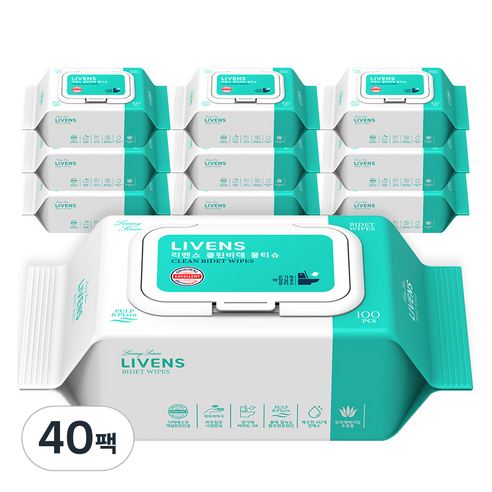 리벤스 소프트 클린 화장실 비데티슈 캡형, 55g, 100매, 40개