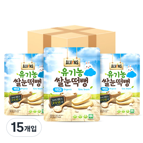 엘빈즈 유기농 쌀눈떡뻥, 백미, 15개입, 30g