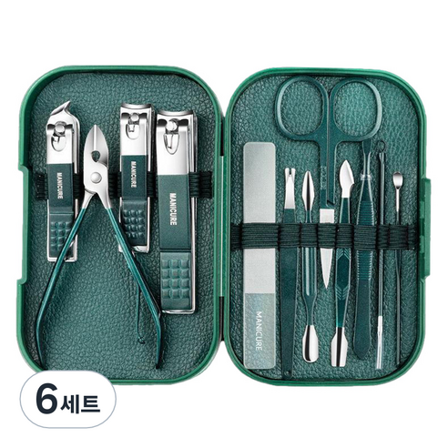 여행용 손톱 발톱 깎이 12종 세트, 6세트, 그린