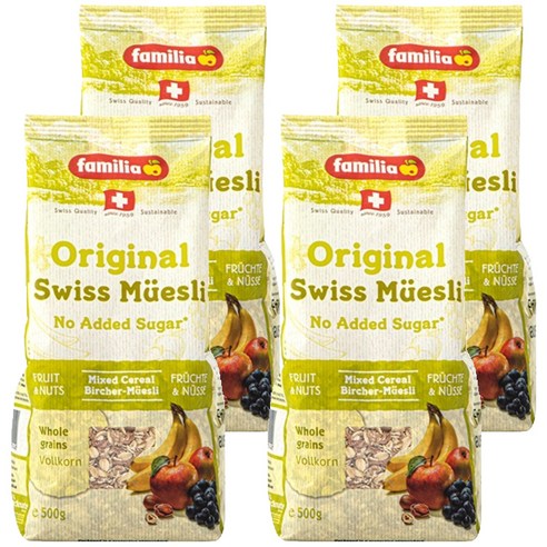 패밀리아 스위스 오리지날 무슬리, 500g, 4개