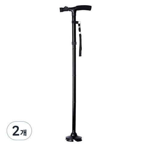 원티크 가벼운 접이식 LED 4발 어르신 지팡이, 2개