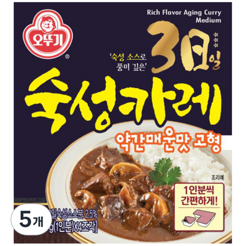 오뚜기 3일 숙성카레 약간매운맛 고형, 100g, 5개