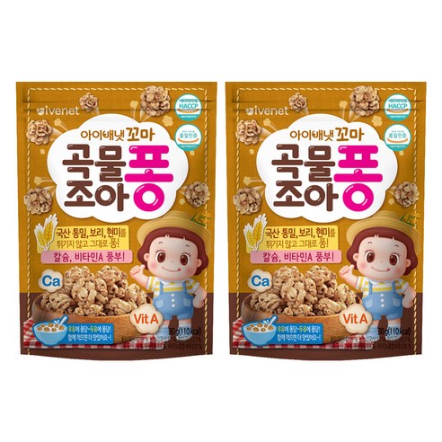 아이배냇 꼬마곡물조아퐁 과자 30g 곡물맛 × 30g × 2개, 맛 × 개당 중량 × 수량 섬네일