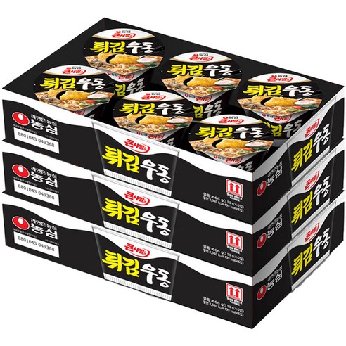 농심 튀김우동 큰사발면 111g, 18개