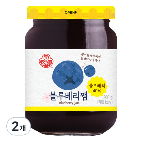 오뚜기 블루베리쨈, 300g, 2개