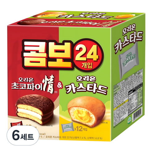 오리온 콤보 초코파이 정 39g x 12p + 카스타드 23g x 12p, 744g, 6세트