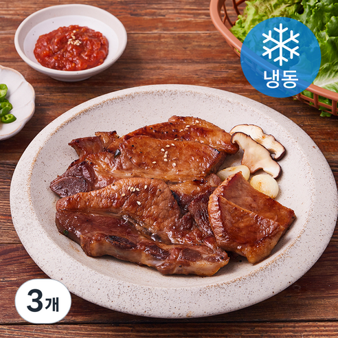 꾸브닝 과일숙성 양념돼지 LA갈비 (냉동), 600g, 3개