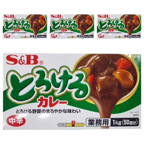 에스비 토로케루 카레 소스 믹스 중간매운맛, 1kg, 4개