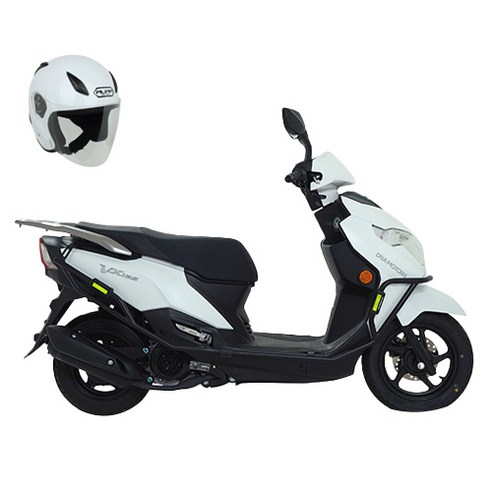 디앤에이모터스 스쿠터 + 전용 범퍼 + 헬멧 세트 방문설치, VX125, 화이트(스쿠터), 화이트(헬멧)
