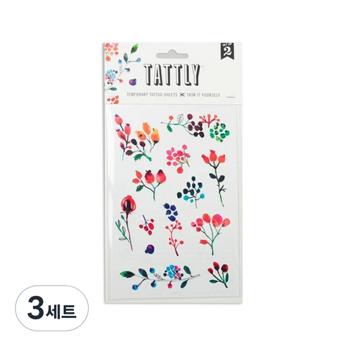 태틀리 타투 스티커 시트 2p, 와일드 베리즈, 3세트