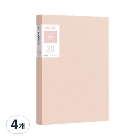서류정리 A4 클리어파일 30p, 핑크, 4개