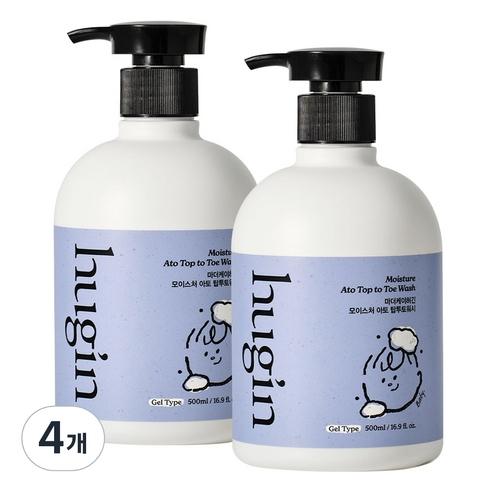 허긴 유아용 모이스처 아토 약산성 올인원 대용량 탑투토워시, 500ml, 4개