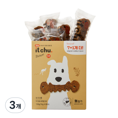 더 잇츄 M 강아지간식 덴탈껌 128g, 브라운 눈물관리, 3개