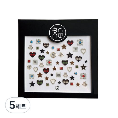 온유네일 체크러브 네일 아트 스티커, 혼합색상, 5세트