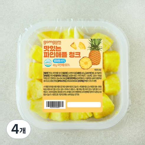 곰곰 맛있는 파인애플 청크, 400g, 4개