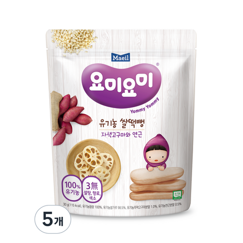 매일유업 요미요미 유기농 쌀떡뻥 30g, 자색고구마와 연근, 5개