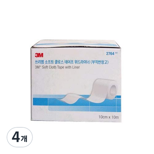 3M 소프트 클로스 테이프 위드 라이너 부직 반창고 2764, 1개입, 4개