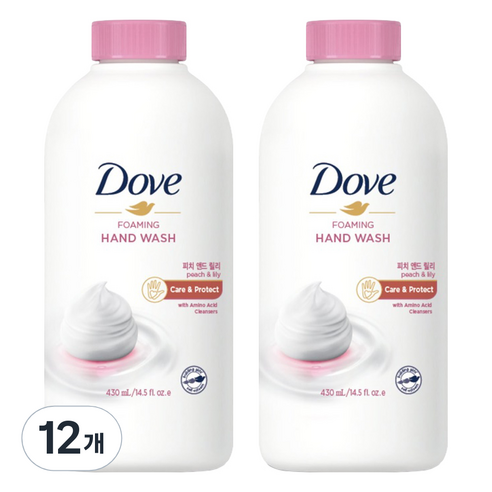 도브 포밍 핸드워시 피치 국문 리필, 430ml, 12개