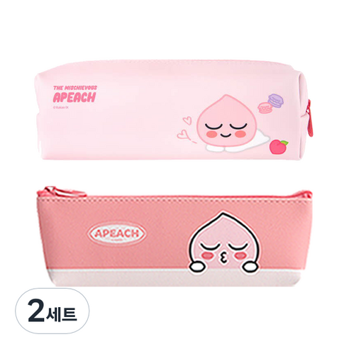 카카오프렌즈 모던 st 미니 삼각 필통 + 사각필통, 필통(핑크 어피치), 사각필통(어피치), 2세트